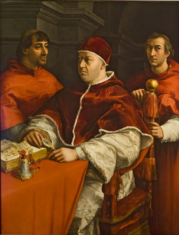 Raffaello leone X e cardinali