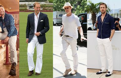 Pantaloni uomo bianchi 2020: da Brad Pitt al principe William, come abbinarli ora