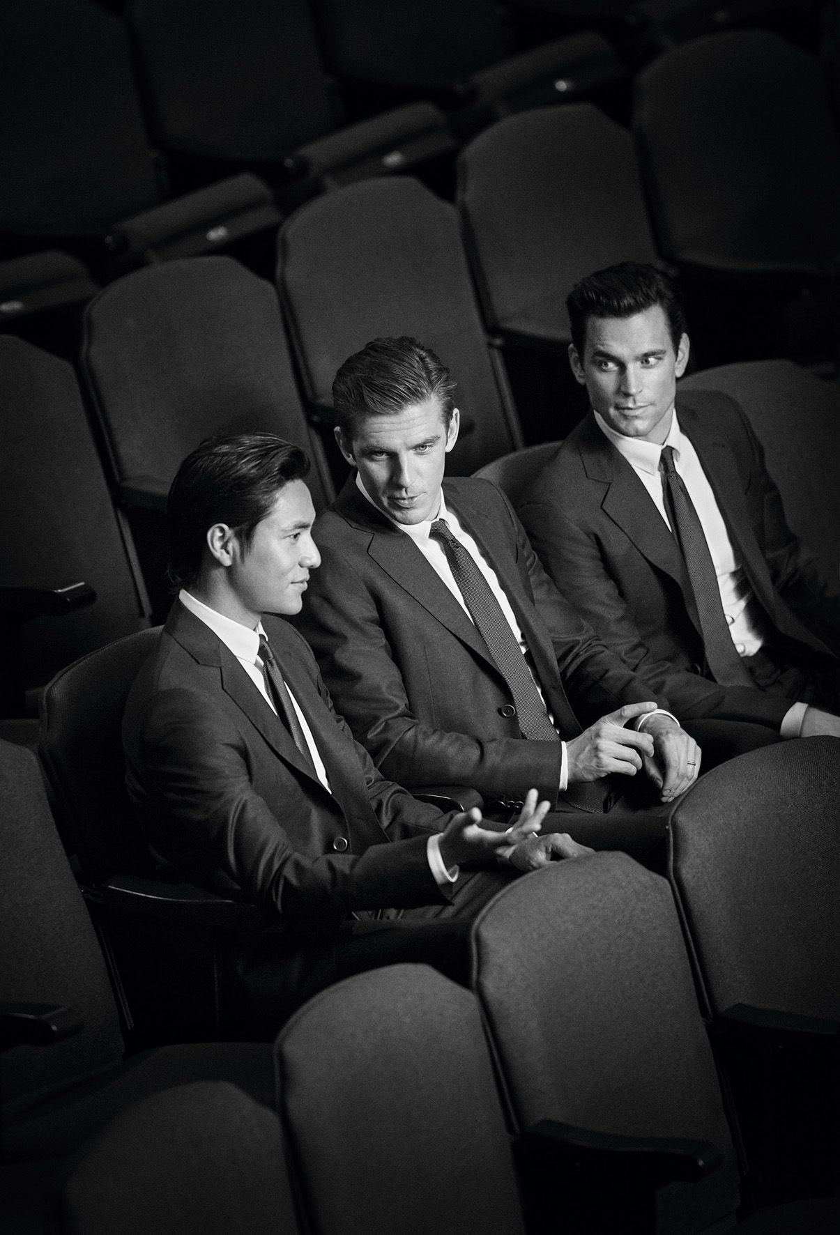 Chen Kun, Dan Stevens e Matt Bomer nella campagna di Giorgio Armani Made to Measure scattata da John Balsom