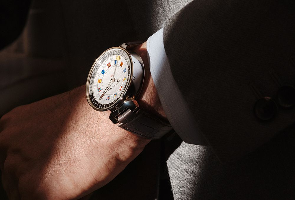 orologi uomo orologio uomo orologio uomo orologio Louis Vuitton Tambour-Moon Dual Time Silver orologio