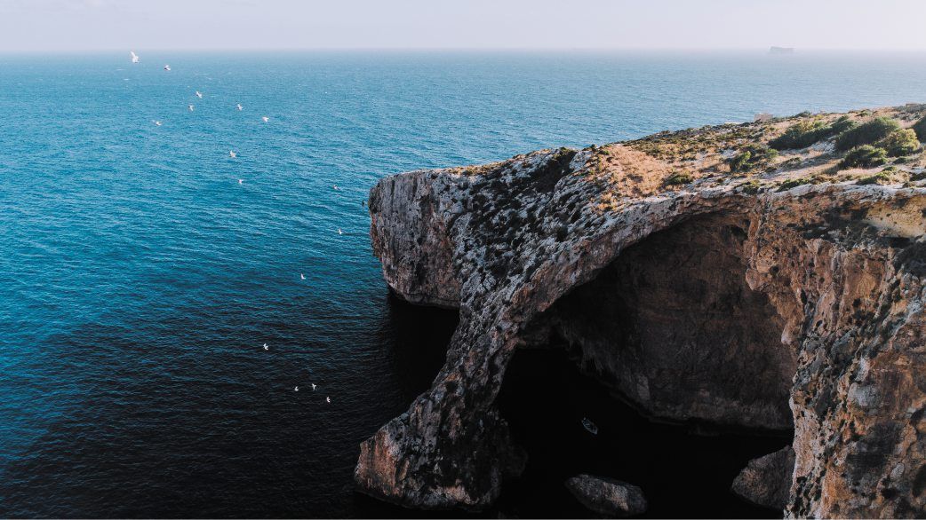 Aerial of Blue Grotto, Malta