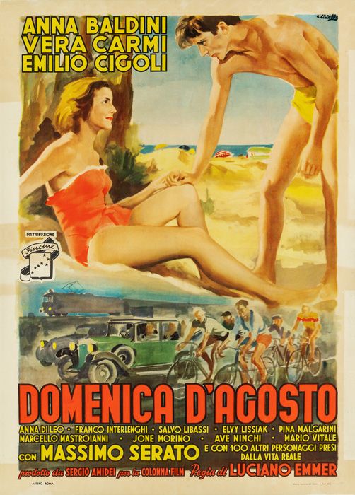 Domenica d’agosto, 1949, regia Luciano Emmer, manifesto di Averardo Ci-riello.