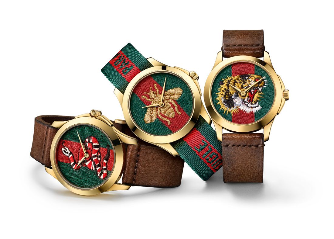 La collezione orologi Gucci presentata aa Baselword 2017.
