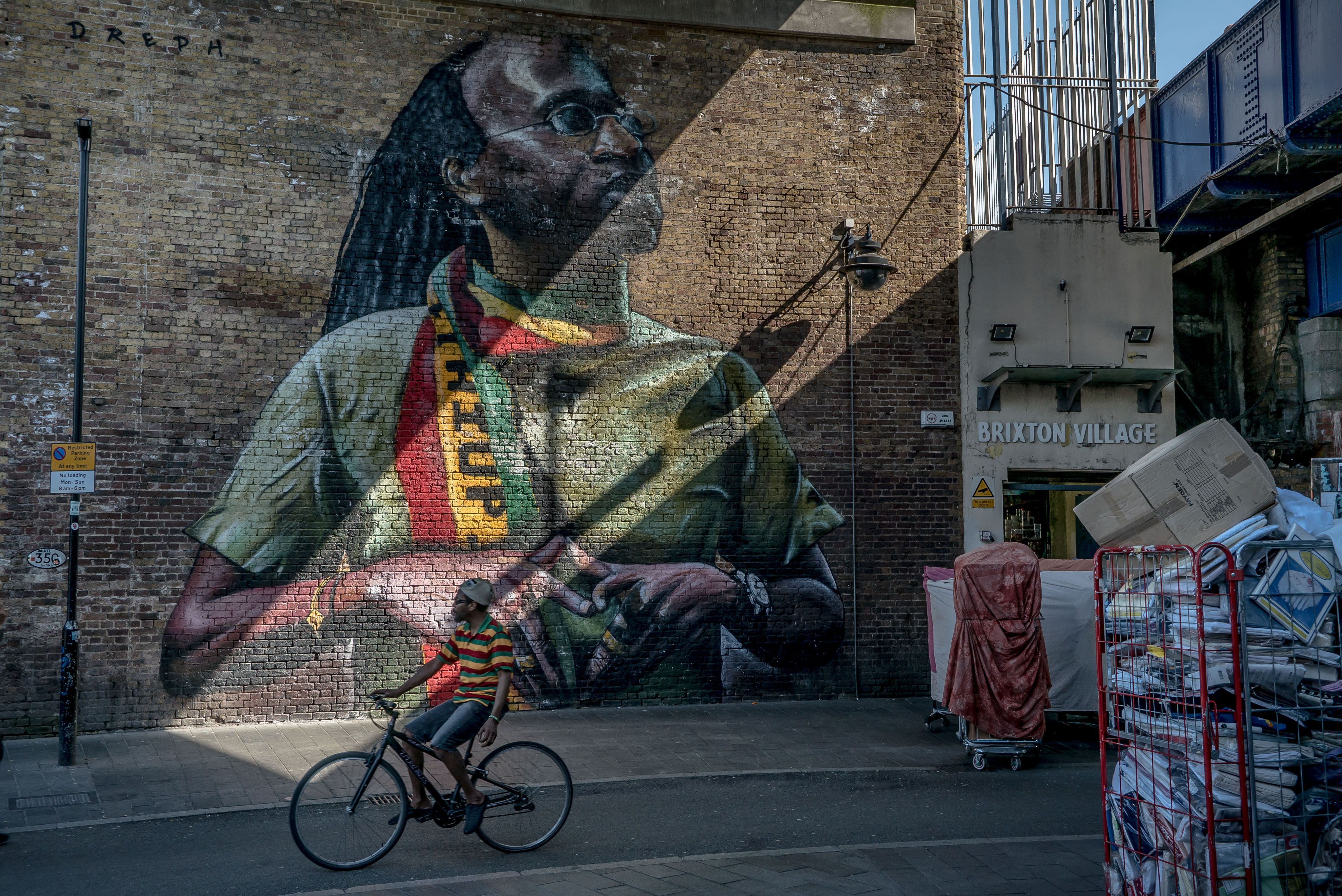 A mural of Bob Marley in Brixton, the heart of London's West Indian immigrant community, April 18, 2018. In a major embarrassment for Britain's conservative government, thousands who came to Britain from the Caribbean in the postwar years -- dubbed "the Windrush generation" after a passenger liner that carried many of them -- have been declared illegal immigrants. (Andrew Testa/The New York Times)