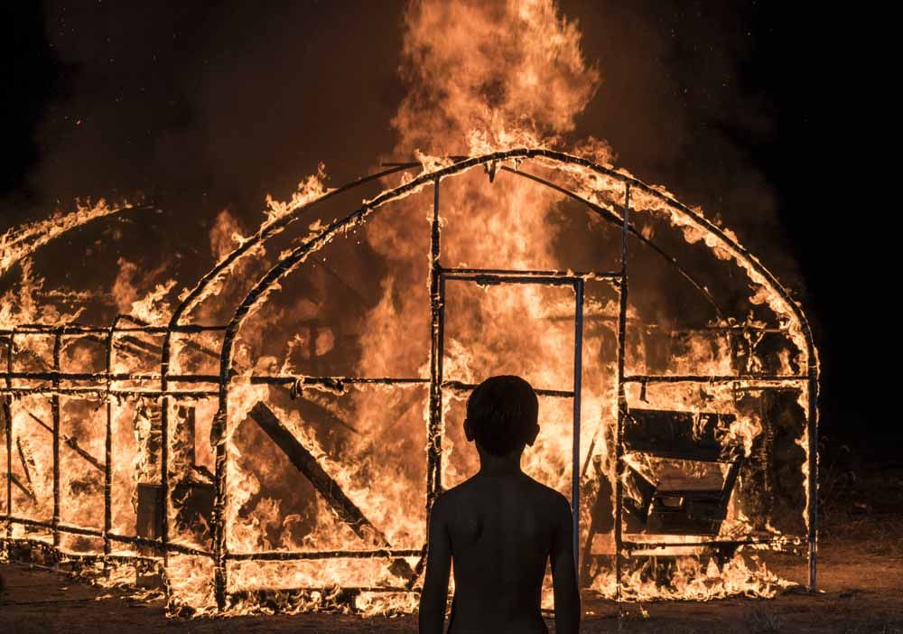 burning multiple canvases cinema fondazione prada milano