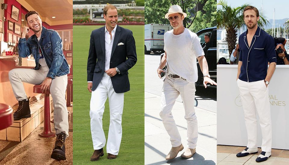pantaloni uomo bianchi 2020 eleganti principe william brad pitt primavera estate 2020 pantaloni uomo bianchi eleganti