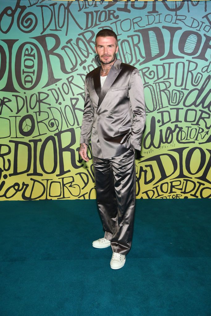 elegant men's suit with Beckham sneakers